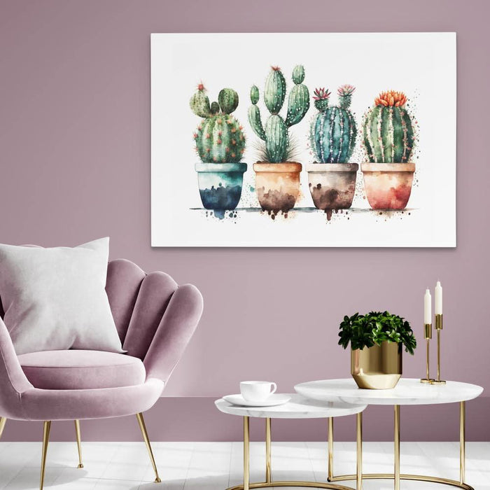 Cactus Party - Cactus Wall Art in Black Frame