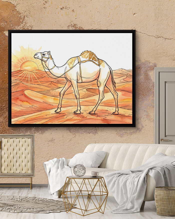 Camel Desert Sunset — camel desert sunset psd mocha luxury room 1land framed black