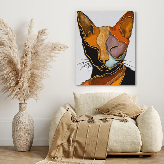 Cat Geometric Planes canvas wall art, room view