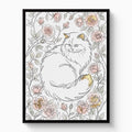 Cat Golden Roses — cat golden roses white studio framed black