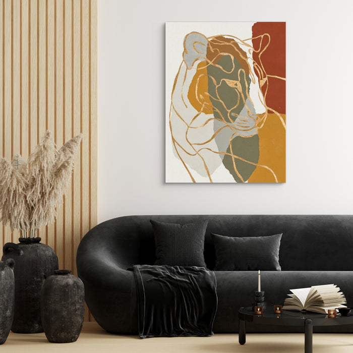 Cat Ochre Slumber — cat ochre slumber sq black couch and wood walls 1port flush print