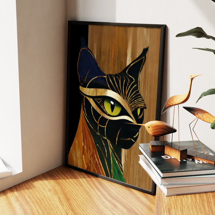 Cat's Emerald Vision - Luxury Wall Art