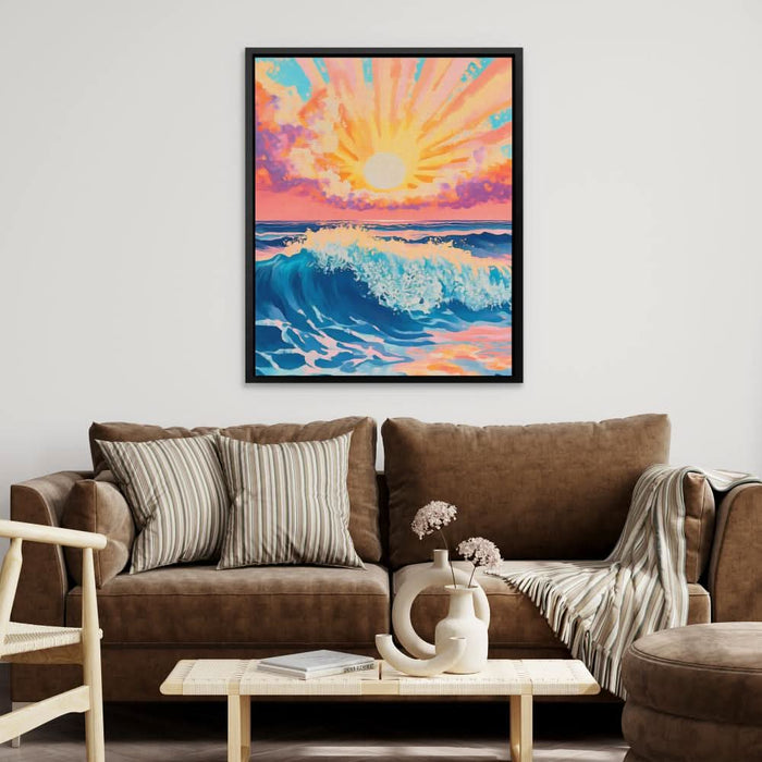 Celestial Break - Pastel Beach House Canvas Print