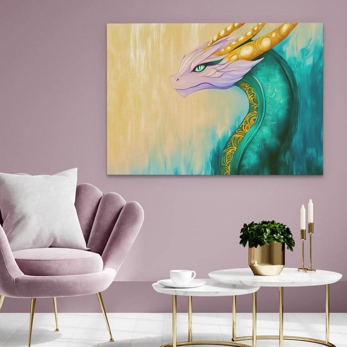 Celestial Guardian Dragon - Gold Wall Art