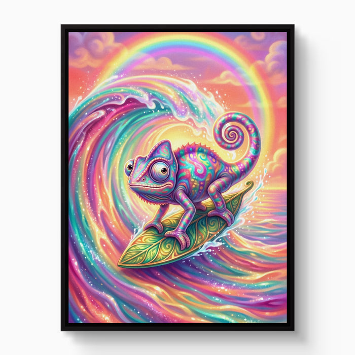 Chameleon's Rainbow Wave — chameleon's rainbow wave white studio framed black