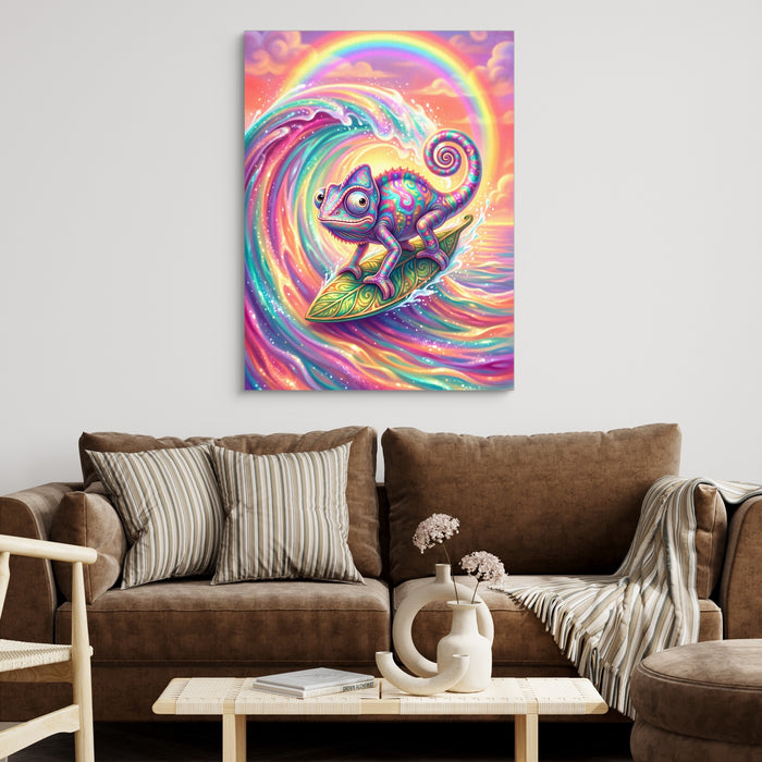 Chameleon's Rainbow Wave — chameleon's rainbow wave sq brown couch 1port flush print