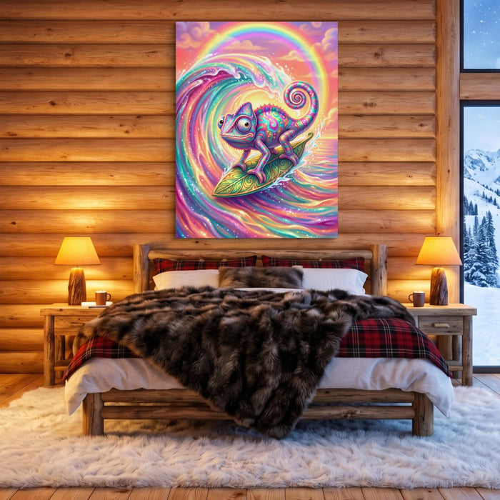 Chameleon's Rainbow Wave — chameleon's rainbow wave sq cozy cabin 1port flush print