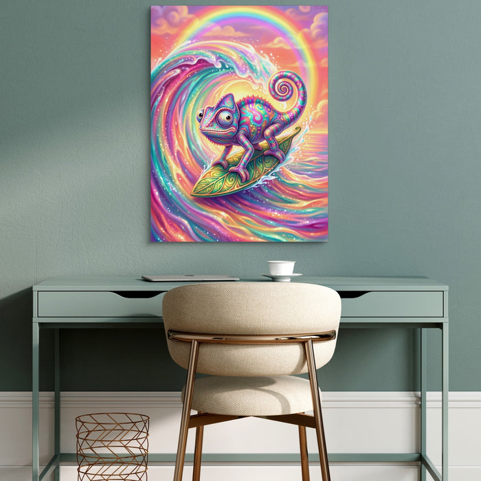 Chameleon's Rainbow Wave — chameleon's rainbow wave sq green desk 1port flush print