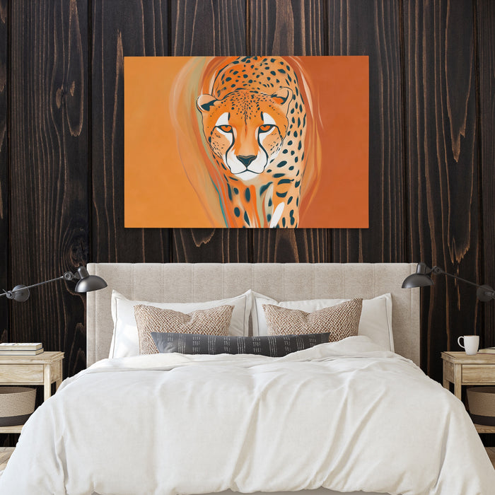 Cheetah Atmospheric Oil canvas wall art, room view