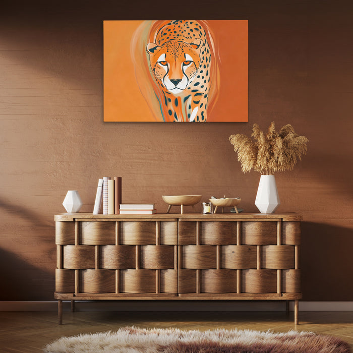 Cheetah Atmospheric Oil canvas wall art, room view