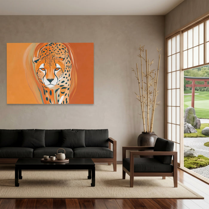Cheetah Atmospheric Oil canvas wall art, room view
