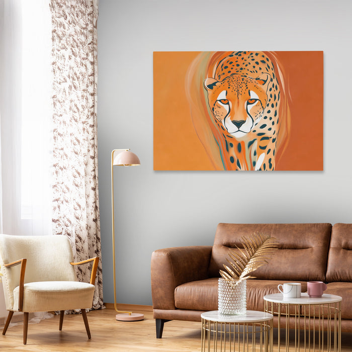 Cheetah Atmospheric Oil canvas wall art, room view