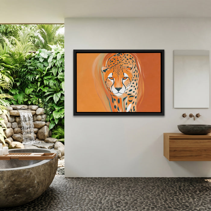 Cheetah Atmospheric Oil canvas wall art, room view