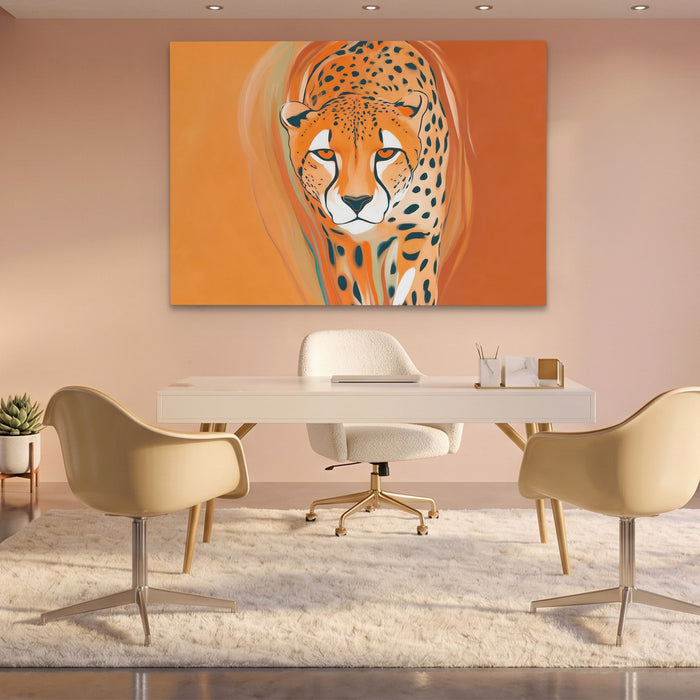 Cheetah Atmospheric Oil canvas wall art, room view