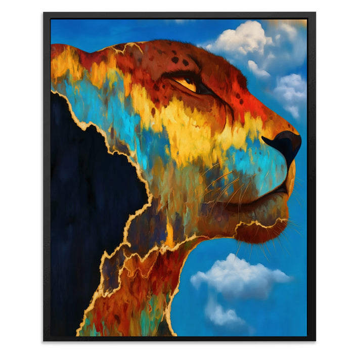 Cheetah Cloudscape Rising canvas wall art, room view