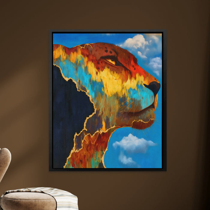Cheetah Cloudscape Rising canvas wall art, room view