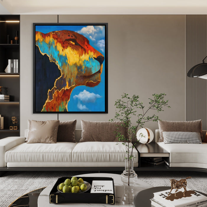 Cheetah Cloudscape Rising canvas wall art, room view