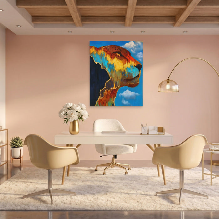 Cheetah Cloudscape Rising canvas wall art, room view