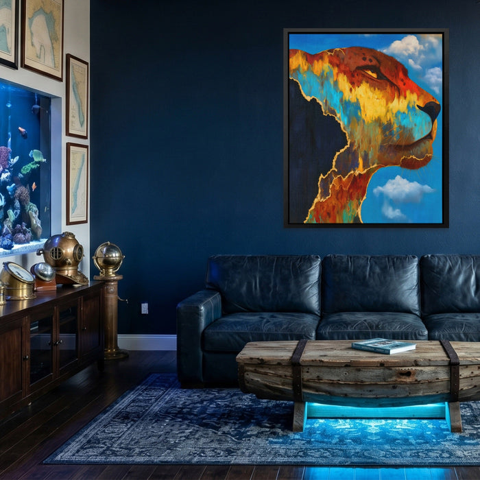 Cheetah Cloudscape Rising canvas wall art, room view