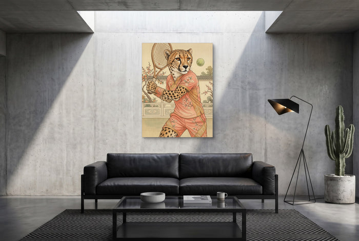 Cheetah's Court Serve — cheetah's court serve modern minimalist living room 1port flush print