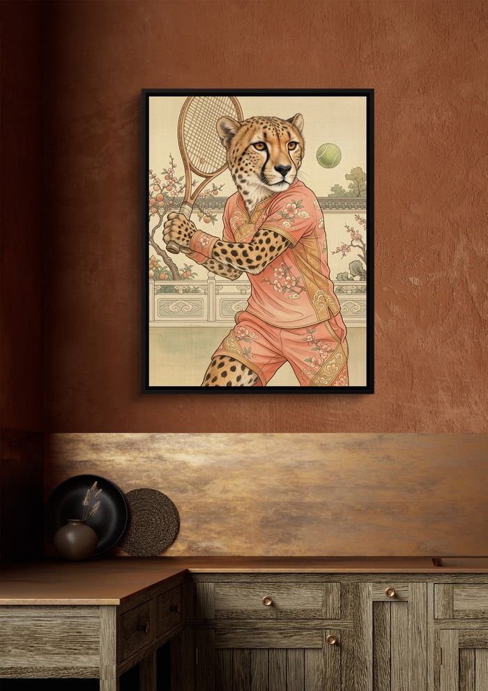 Cheetah's Court Serve — cheetah's court serve sq brown luxe 1port framed black