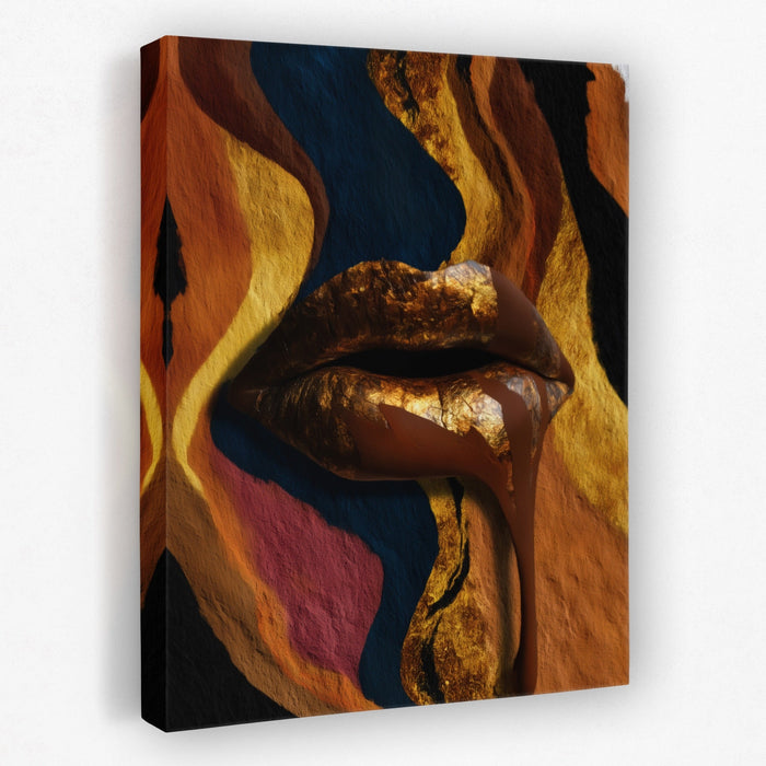 Chocolate Drip Lips canvas wall art