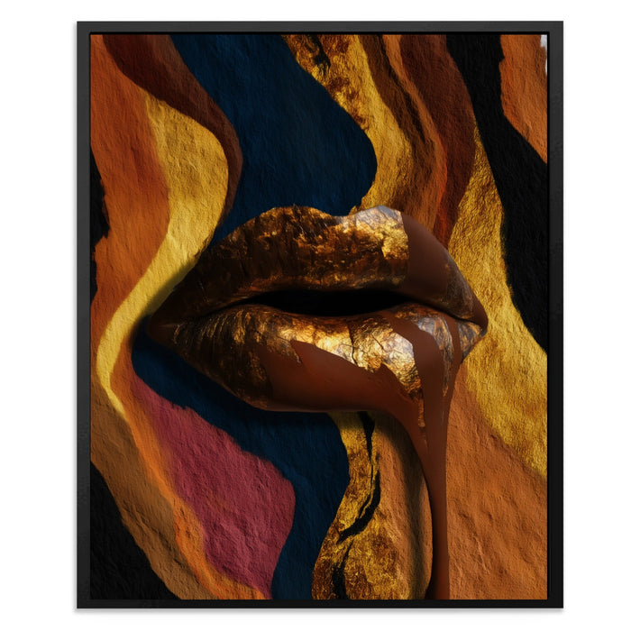 Chocolate Drip Lips canvas wall art, room view