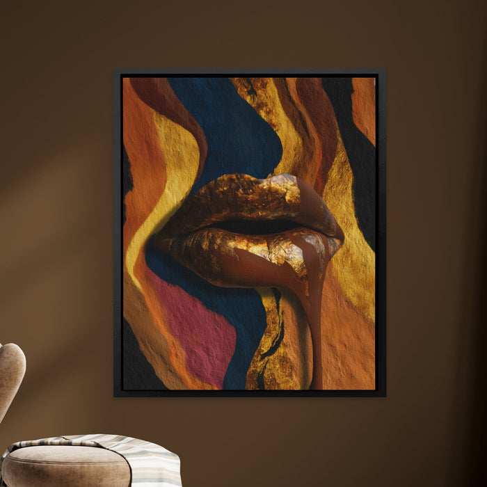 Chocolate Drip Lips canvas wall art, room view