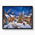 Christmas Village Snowfall — christmas village snowfall white studio framed black