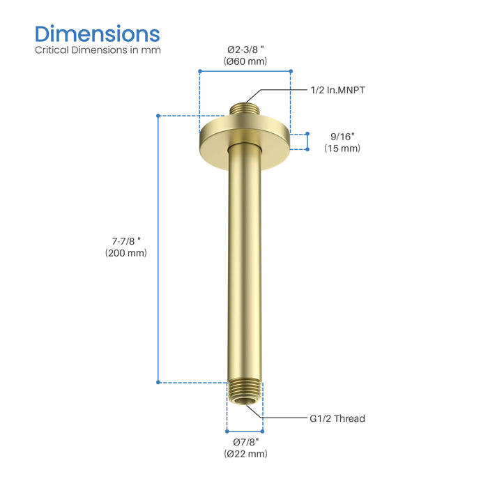 Circular 8" Ceiling Mounted Shower Arm SA0800-KB