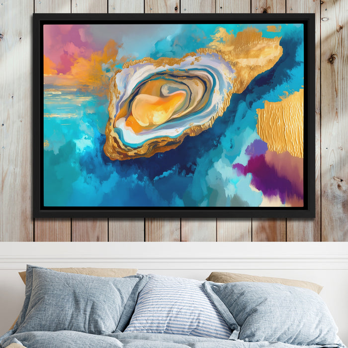 Clam Golden Depths canvas wall art, room view