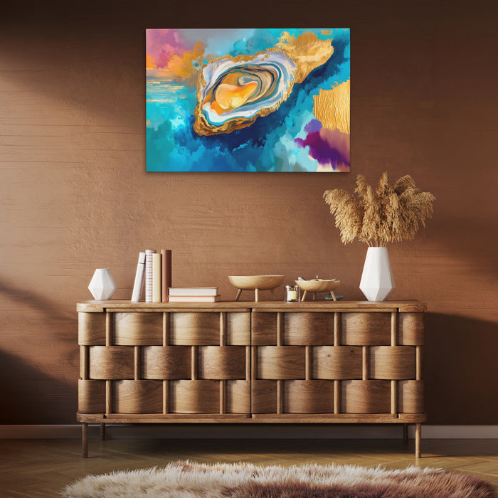 Clam Golden Depths canvas wall art, room view