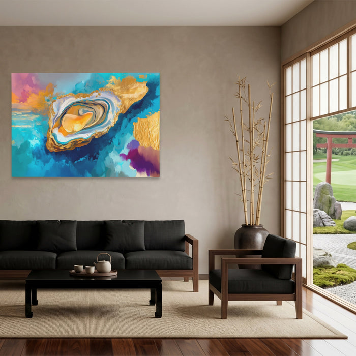 Clam Golden Depths canvas wall art, room view