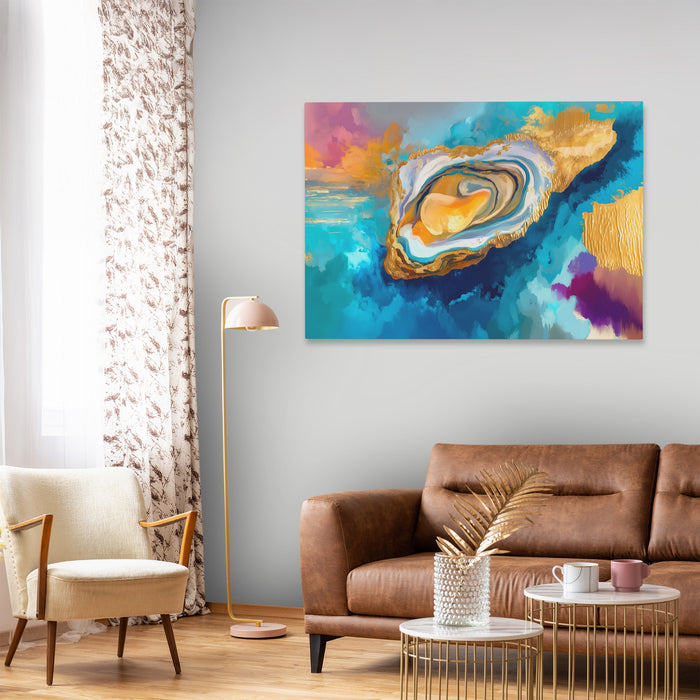 Clam Golden Depths canvas wall art, room view