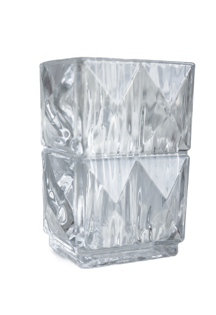 Clear Crystal Ice Bark Prism Vase Clear