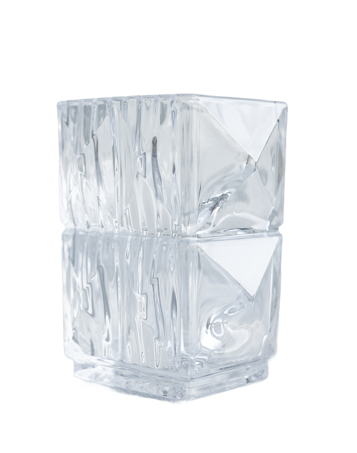 Clear Crystal Ice Bark Prism Vase Clear
