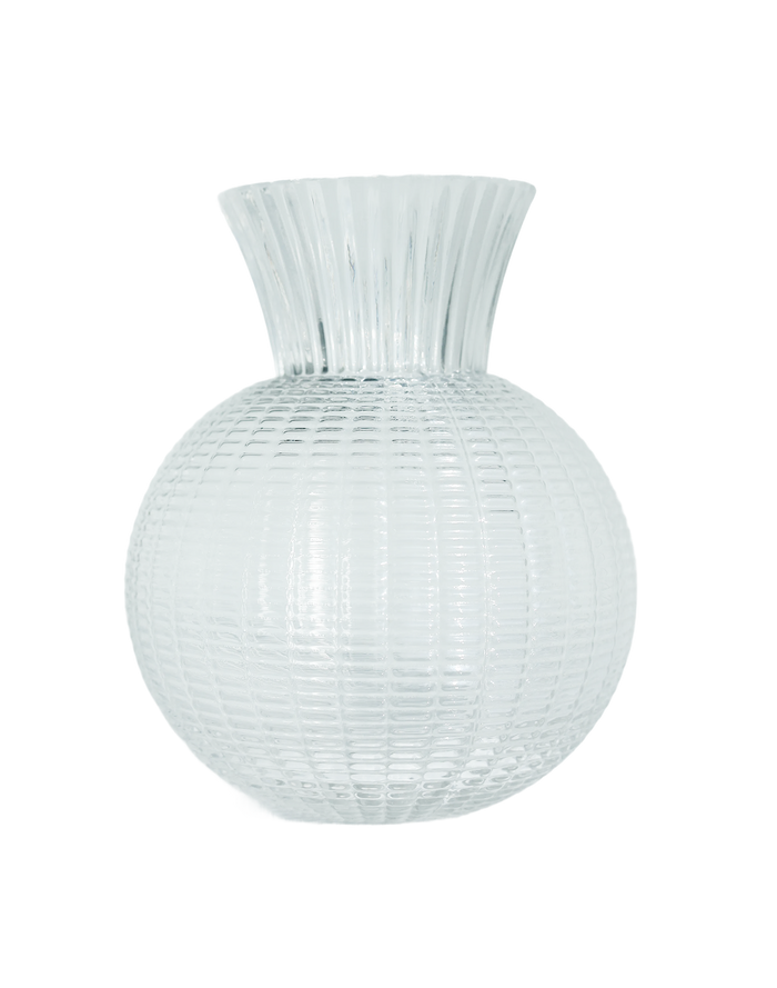 Clear Ribbed Globe Vase