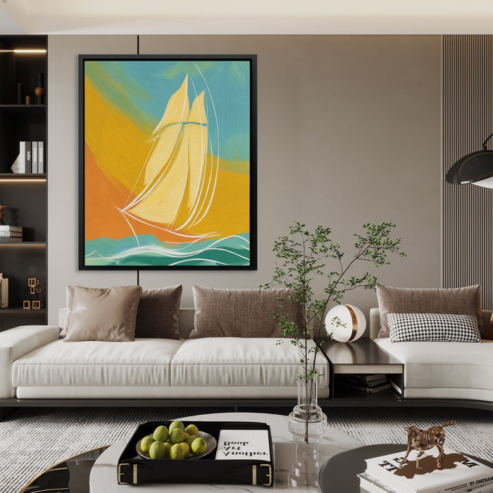 Clipper Ship Gliding canvas wall art, room view