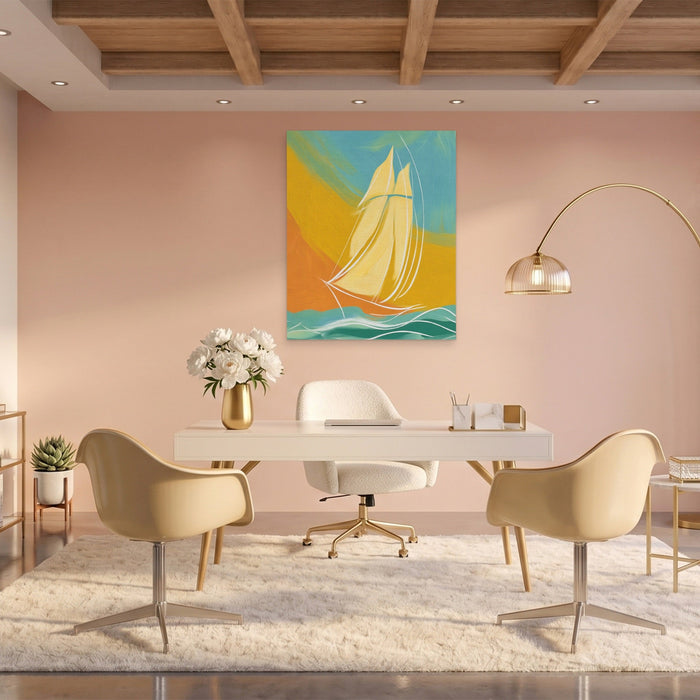 Clipper Ship Gliding canvas wall art, room view