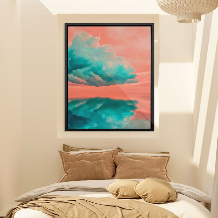 Cloud Mirror - Minimalist Wall Art in Black Frame