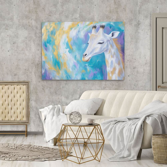 Cloudwalker Giraffe - Blue Giraffe Canvas Print
