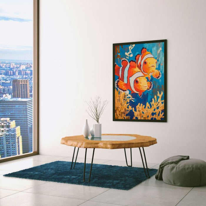 Clownfish Coral Splash - Colorful Canvas Wall Art