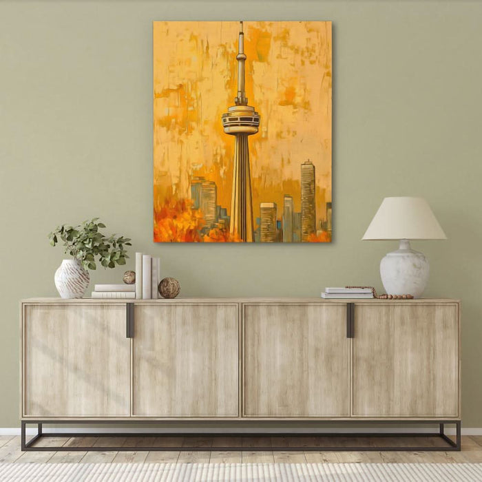 CN Tower in Fall Colors - Wall Art in Black Frame