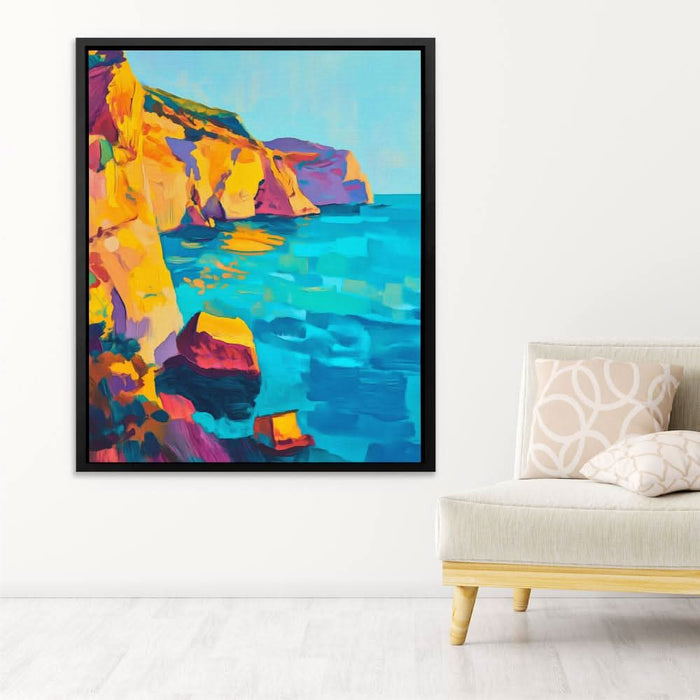 Coastal Sunset Rocks - Colorful Canvas Wall Art