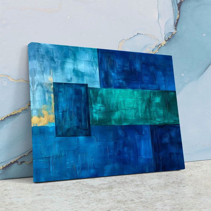 Cobalt Shapes - Abstract Wall Art in Black Frame