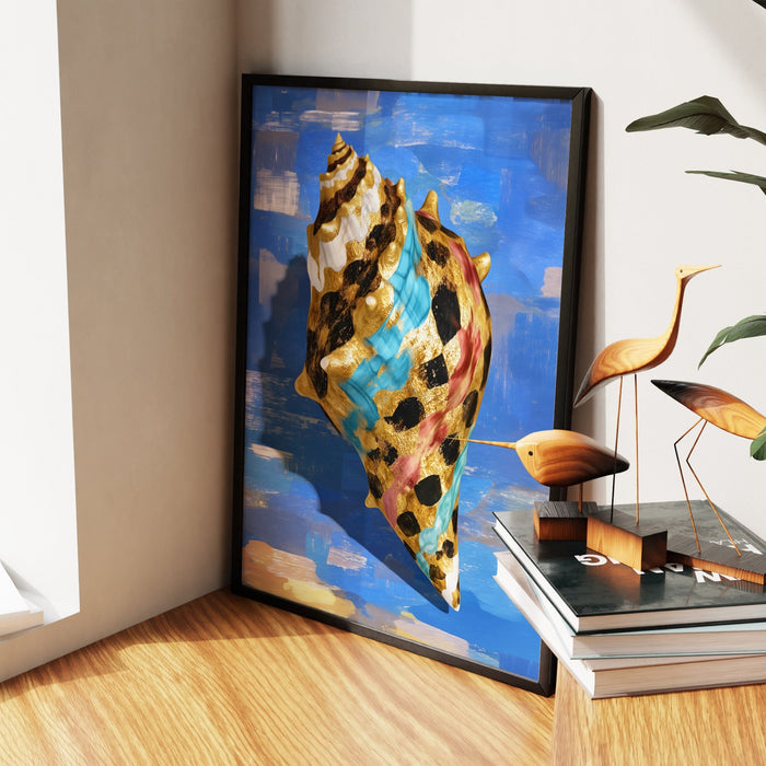 Conch Shell Minimalist canvas wall art, room view