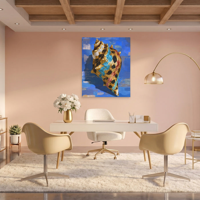 Conch Shell Minimalist canvas wall art, room view