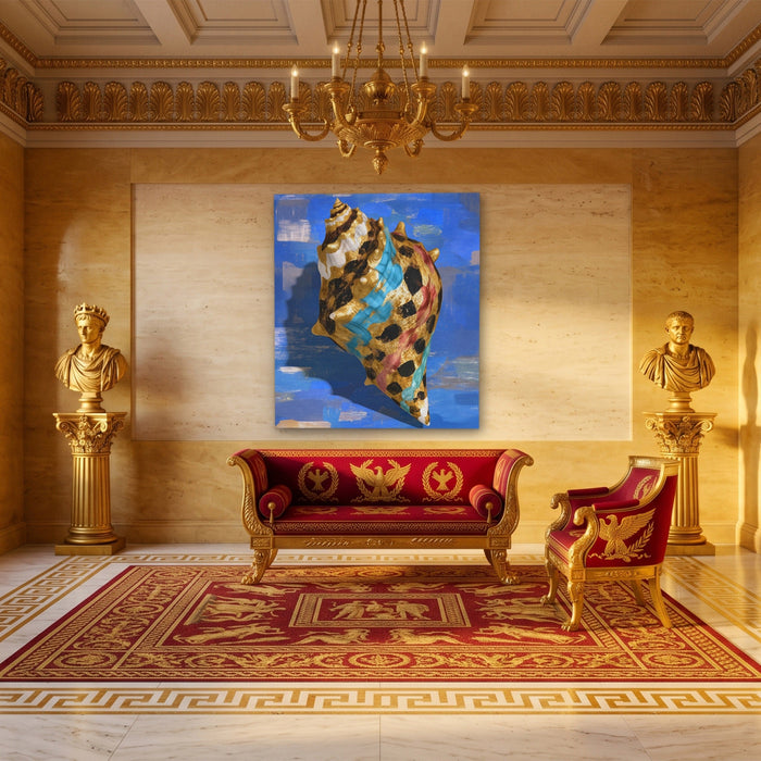 Conch Shell Minimalist canvas wall art, room view