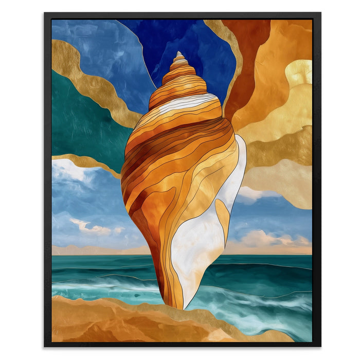 Conch Shell Rising canvas wall art, room view