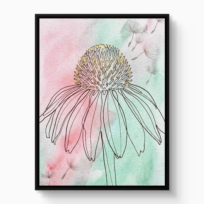 Coneflower Nodding Pale — coneflower nodding pale white studio framed black